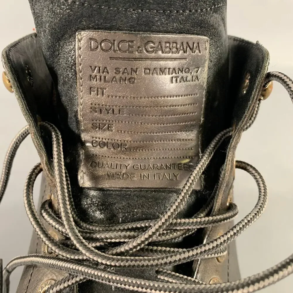DOLCE & GABBANA Size 12 Brown Black Wingtip Leather Hike Boots